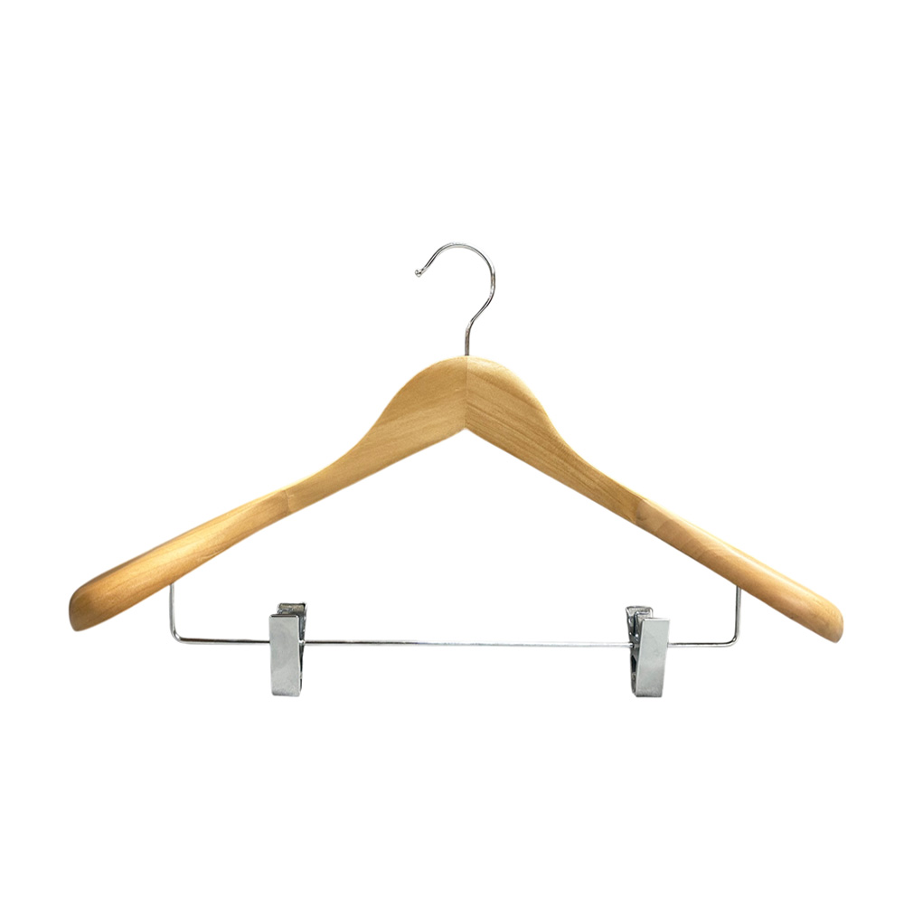 Wide Shoulder  Wooden Hangers  Wooden Suit Coat Hangers with Clips