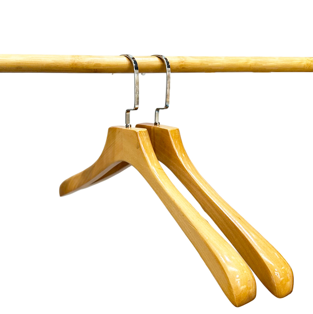 Stylish Wooden Hangers with Wide Shoulder and Bend Hook
