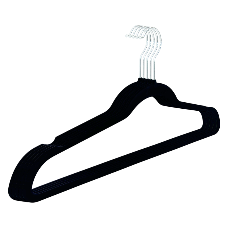 Simple Deluxe Non-Slip Velvet Hangers, 360° Swivel Hooks, with Shoulder Notches, Heavy Duty Coat Suit Hangers for Coats & Pants, Black