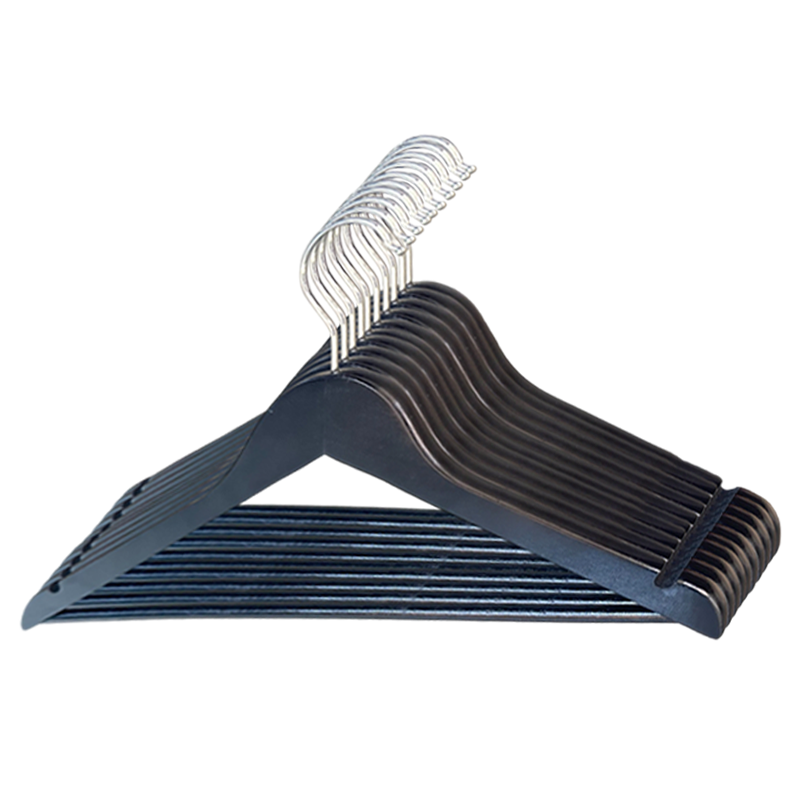 Black Wooden Hanger Durable Wooden Suit Clothes Hangers 