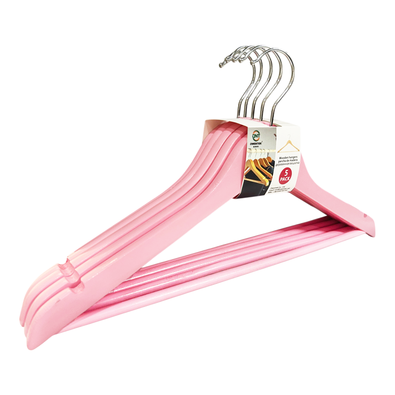 Pink Wooden Hangers 5 Pack Premium Wood Suit Hangers For Women Men Clothes