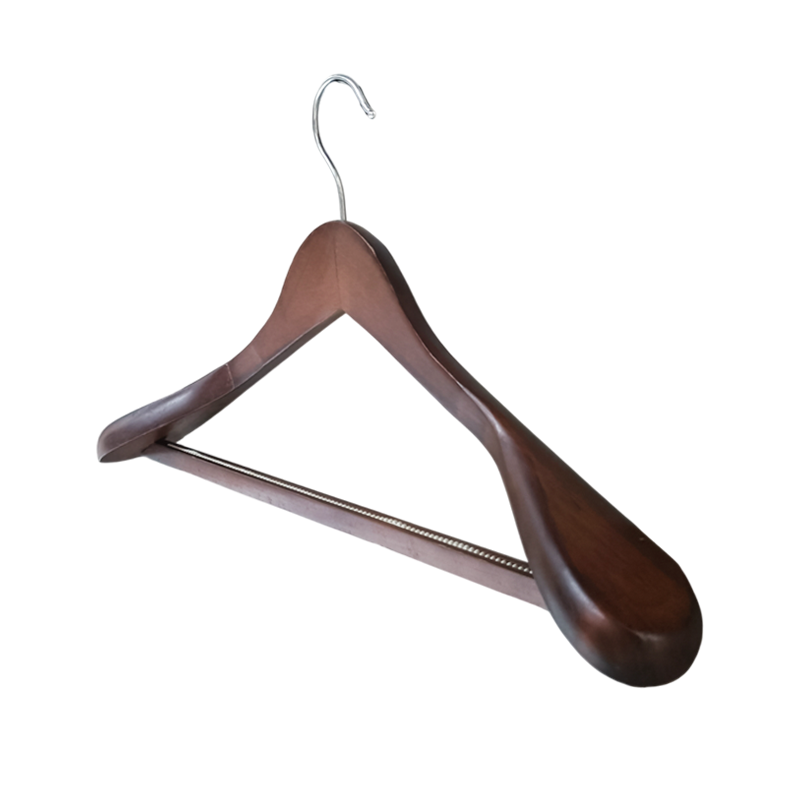 Mohogany Wooden Suit Coat Hangers Wood Jacket Outerwear Shirt Hangers with Flat Anti Slip Bar with Screw