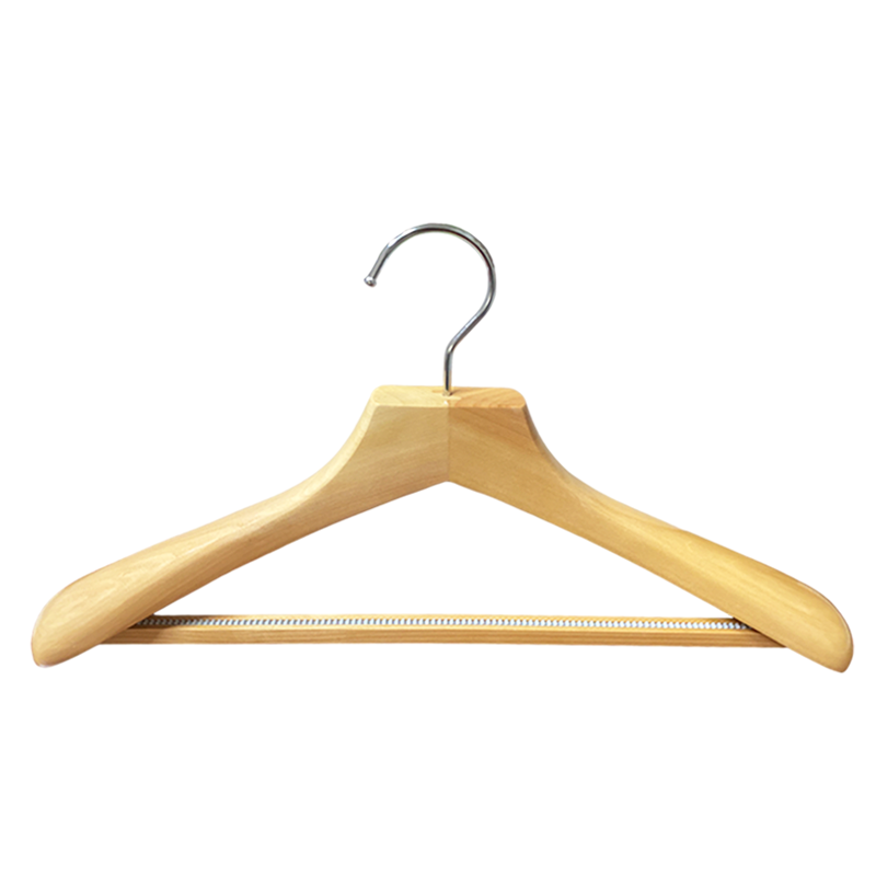 Flat Head Wooden Coat Hanger with Exact Wide Shoulder Natural 