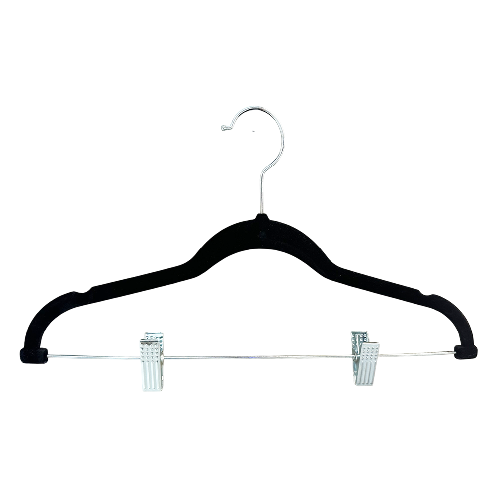 Pants Hangers with Clips Black Velvet Hangers Non Slip Space-Saving for Pants, Skirts