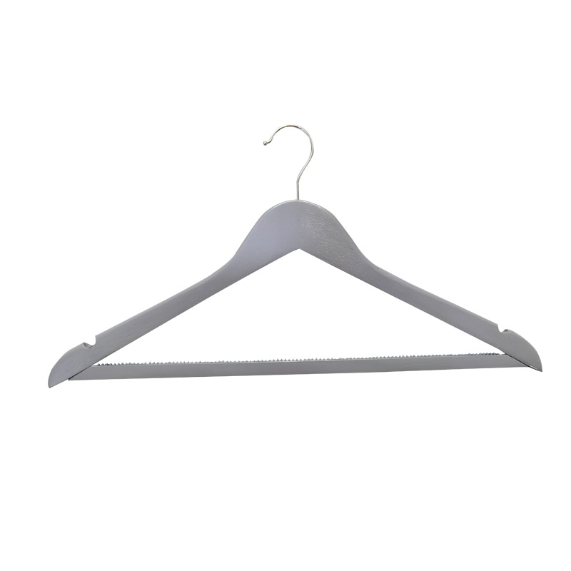 Curved Head Wooden Hanger Grey Premium Wood hangers with Flat nonslip Pant Bar