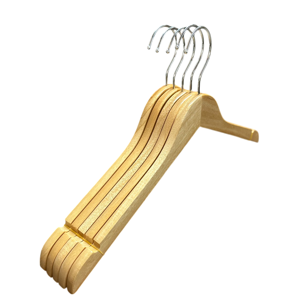 Wooden Shirt Hanger Natural Wood Hanger with 360°Swivel Hook and Non-Slip Shoulder Notches