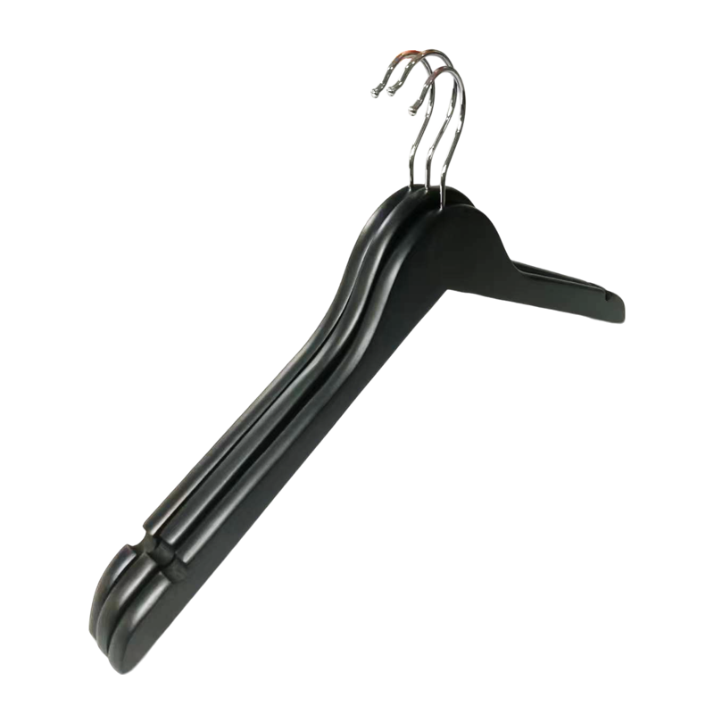 Black Wooden Shirt Hangers Men Wood Suit Hanger with Perfect Cutting Notches