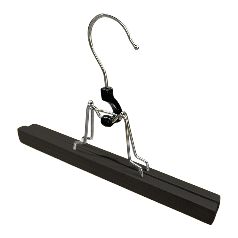 Wooden Pants  Skirt Hangers with Non Slip  Clamp Black Wood Hanger for Human Wig Hair Extension