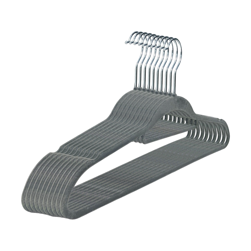 Premium Velvet Hangers Heavy duty Non Slip Felt Hangers Velvet Suit Hangers Gray