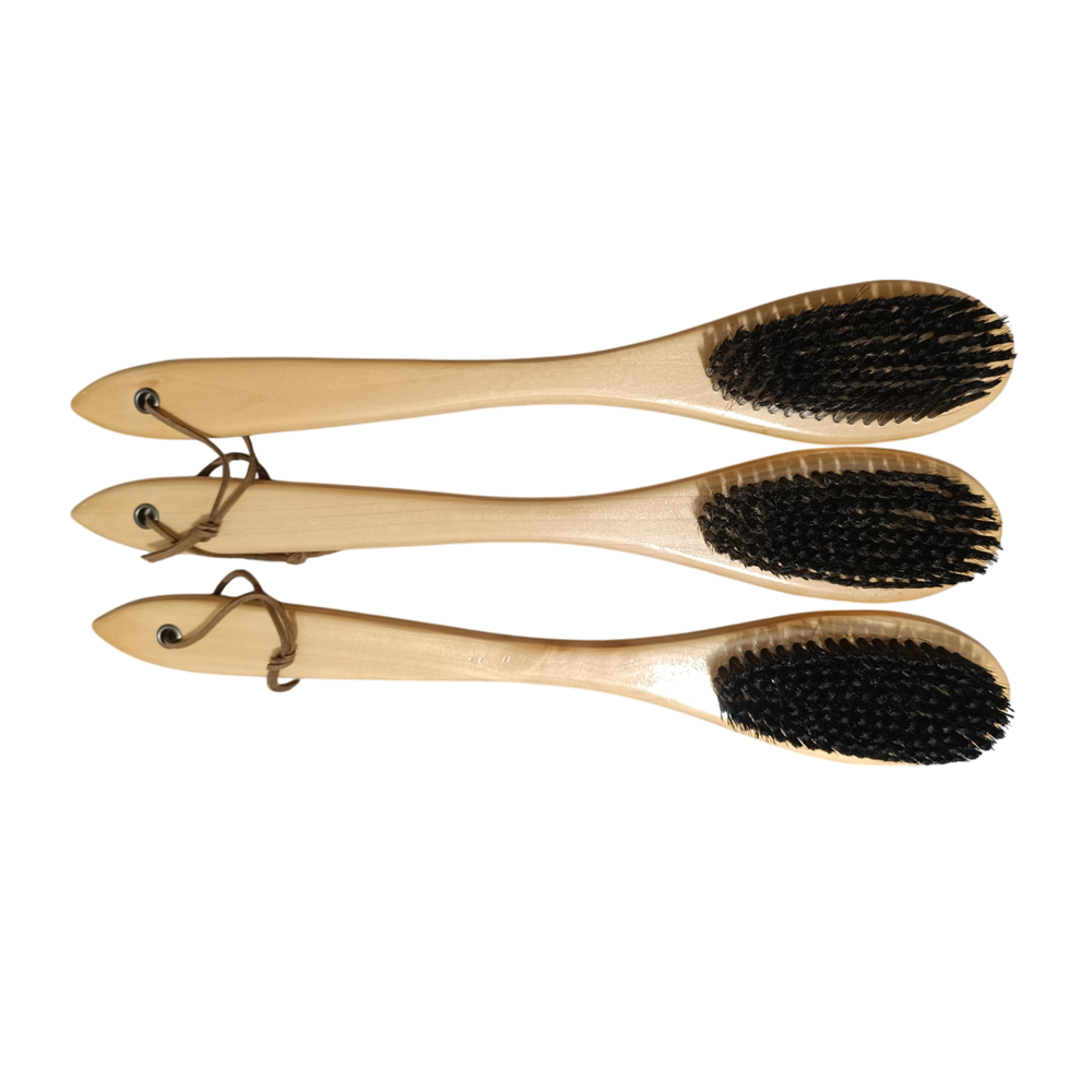 Round Head Wooden Clothes Brush  Bristle Garment Brush Removes Lint Pet Hair and debris from Jackets Hats Hoods