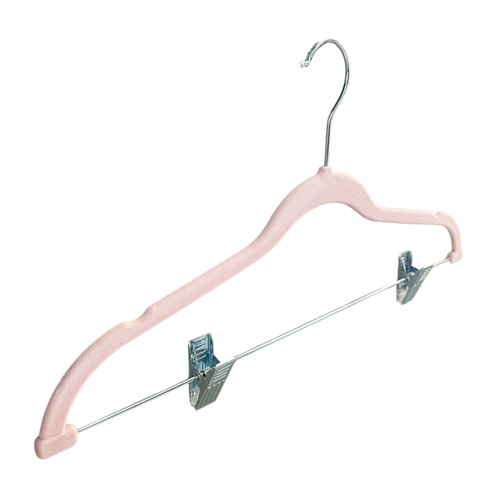 Velvet Hangers Clothes Hangers Non-Slip Coat Hangers for Adult Pink With Clips