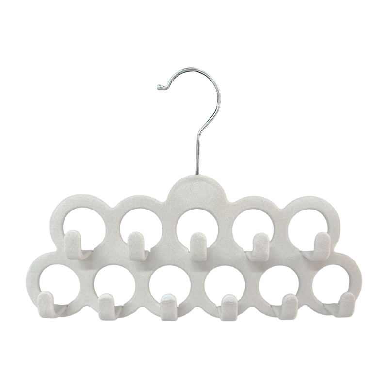 Velvet Scarf Hangers Flocked Velvet Finish Silk Scarf Holder with 11 Loops and Hooks for Shawls