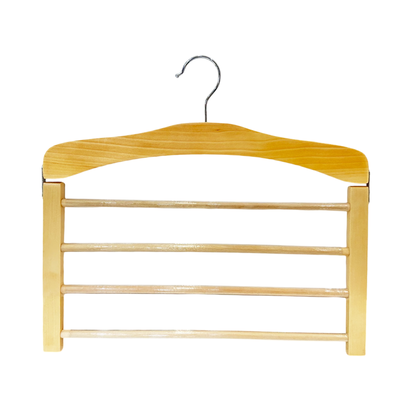 natural Wooden Multi-Layer Hanger Non-Slip  Pants Organizer for Trouser Skirt Scarf