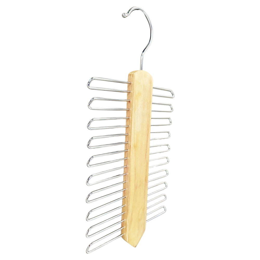 Wooden Necktie Organizer Tie Holder Space Saing 20 Hook Tie Organizer for Closet 