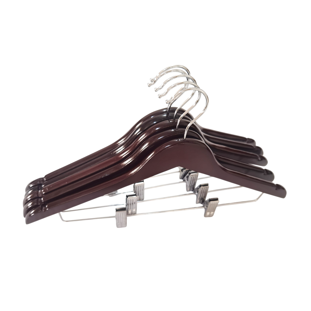 Dark Brown Wooden Pants Skirt  Hanger with Clip Custom Wood Wood Bottom Hangers