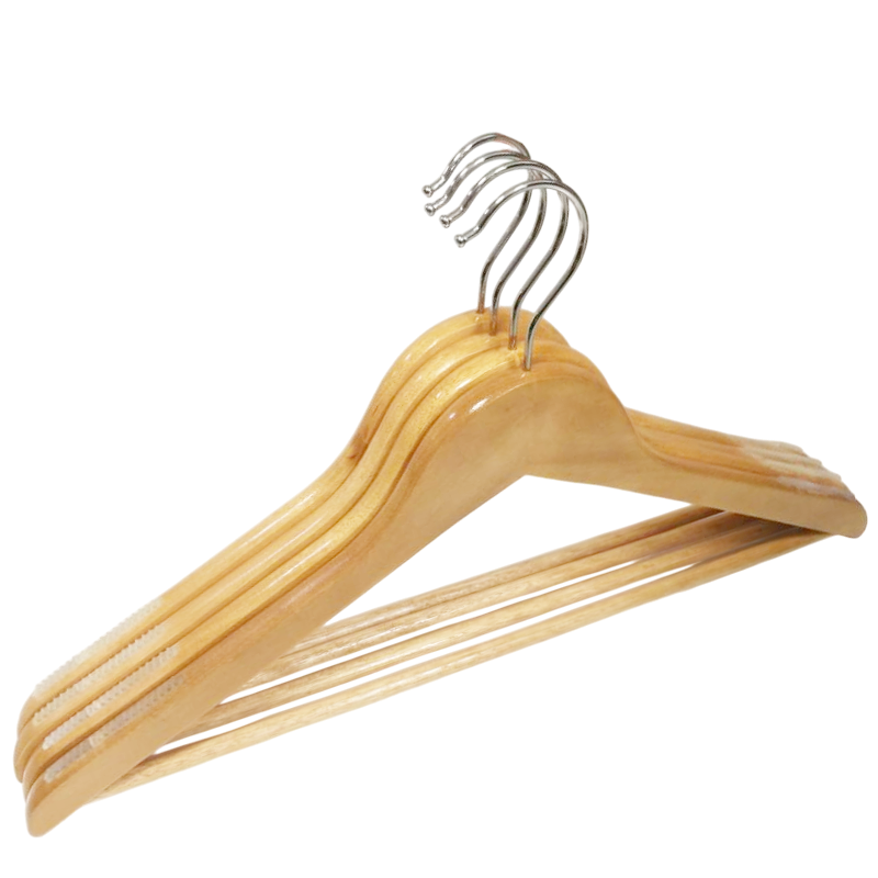 Wooden Hanger Natural Wood Duarable Clothes Hanger with Non-slip Shoulder