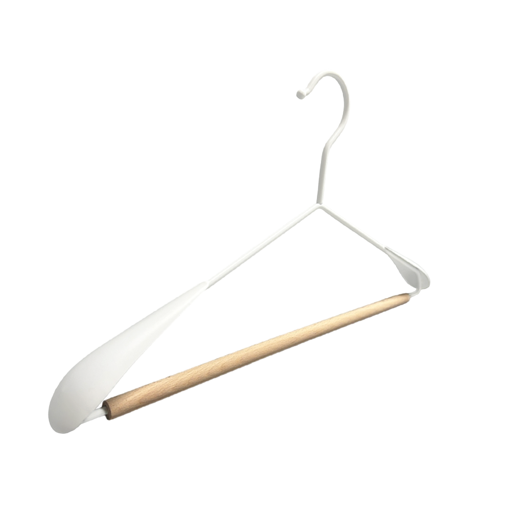 Trousers Hangers Space Saving Wide Shoulders Trouser Rail Jackets Non-Slip Wood & Metal