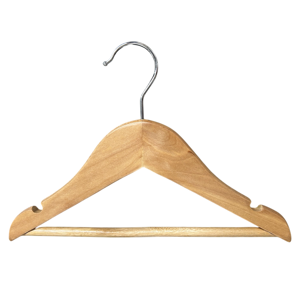 26CM Baby Wooden Hangers Natural Wood Kids Children Hanger with Nothched Shoulder 