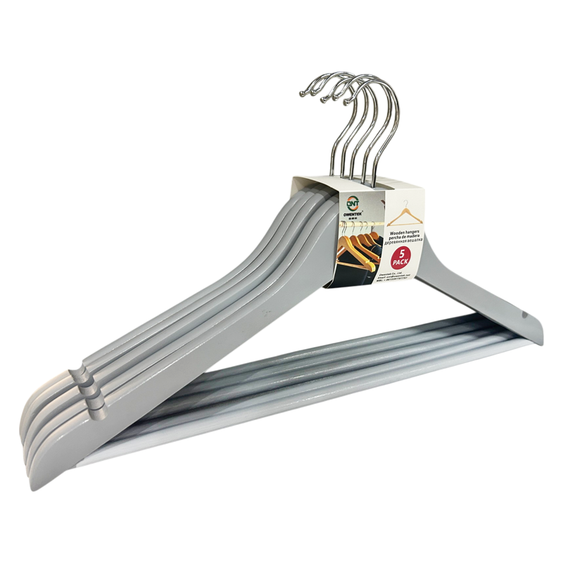 Grey Wooden Hanger 5 Pack Wooden Clothes Hanger for coat Jecket