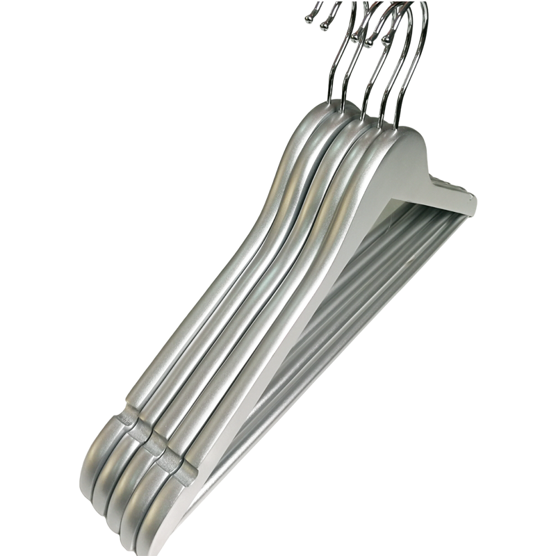 Wooden Hangers Grey Wood Suit Hanger with 360 Rotation Chromed Hook and Notches