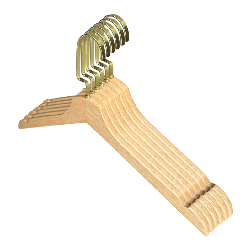 IKEA Natural Wooden Shirt Hanger with Bend Gold Hook Heavy Duty Hangers for  Dresses Coats Jecket 