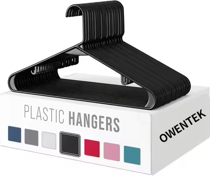 Wholesale Premium Black Nonslip Laundry Plastic Clothes Hangers Space Saving Plastic Hanger