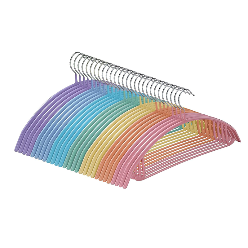 Heavy-Duty 16.5 Inch Wide Adult Coat Hanger PVC Coated Metal with Non-Slip No-Shoulder Bump Durable for Closet or Balcony Use