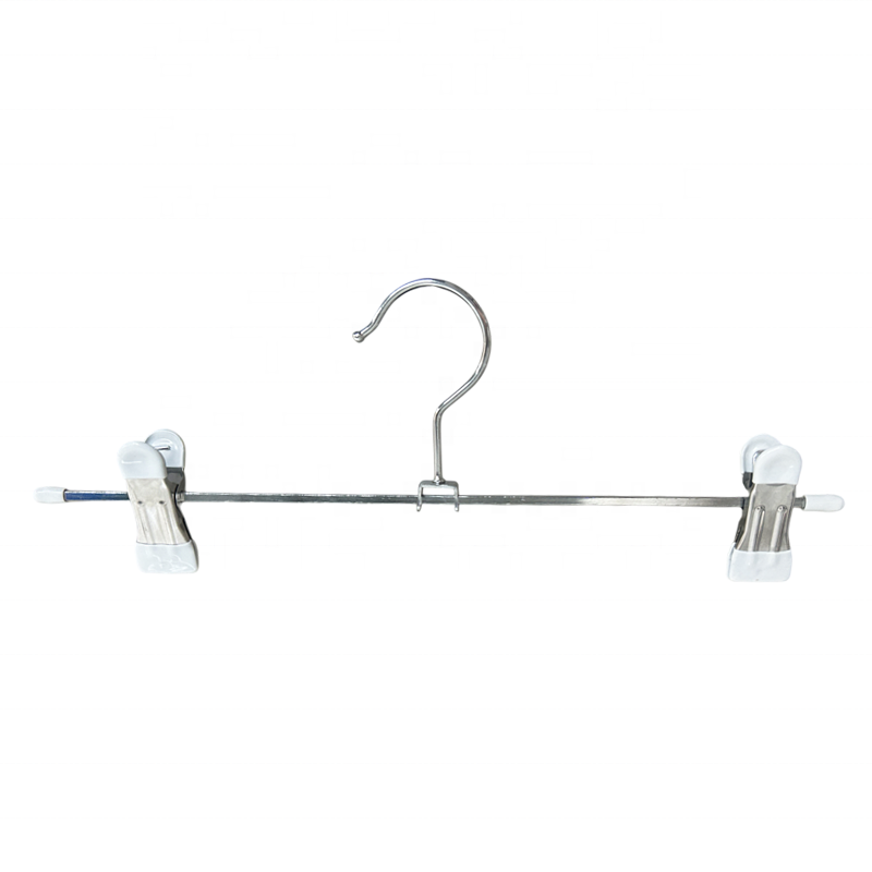 Household Non-slip White Black Color Multi-functional Flat Stainless Steel Hanger Dry and Wet Available Metal Hanger
