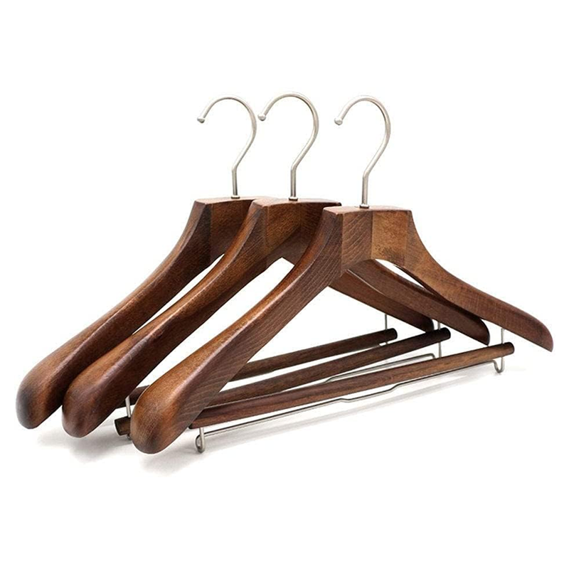 Vintage Wooden Suit Coat Hangers with Locking Rods: Sturdy and Beautiful for Brand Display