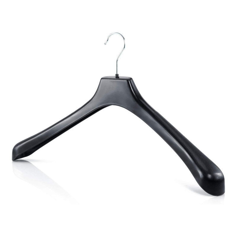 Ultra - Wide Heavy - Duty Black Plastic Jacket Hanger with 5.5cm Wide Shoulder Straps and Stand