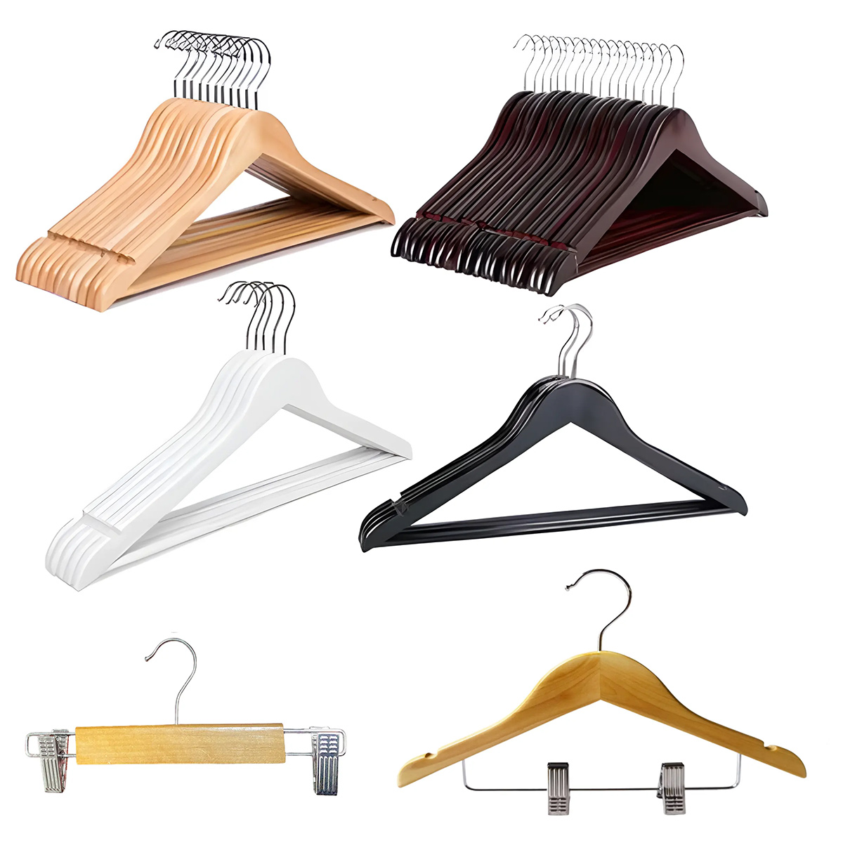 Owentek Factory Wholesale Clothing White Wooden Hangers Perchas De Madera Custom Coat Wood Hanger with logo for Clothes