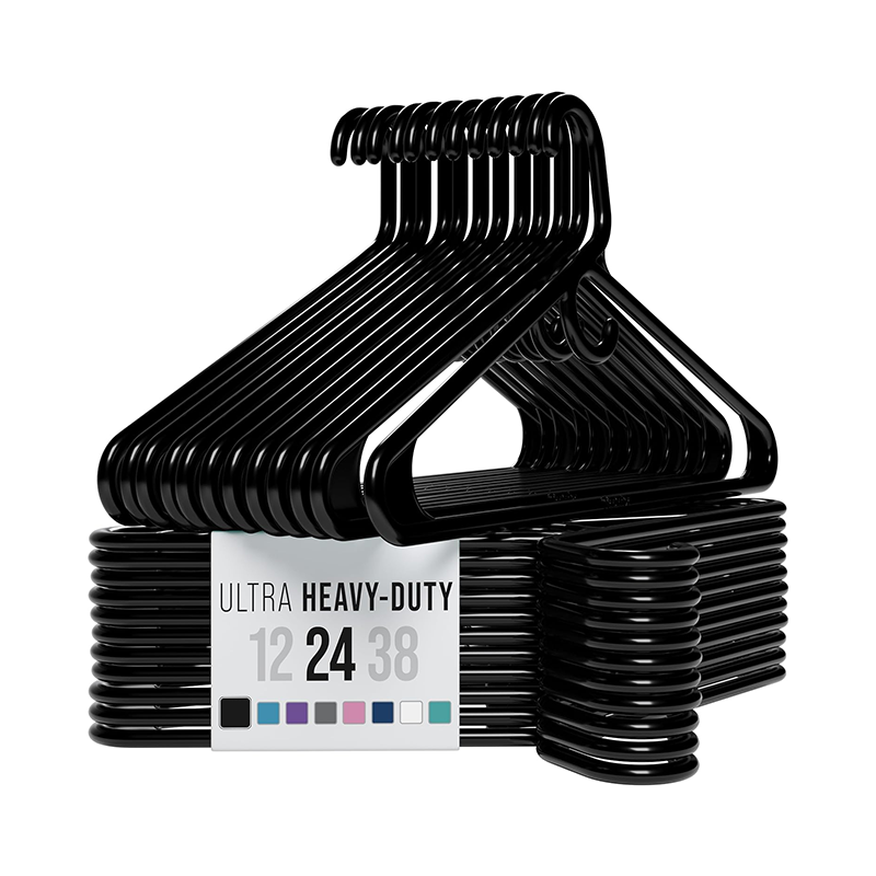 Black Heavy-Duty Plastic Clothes Hangers Tough for Jackets Blazers