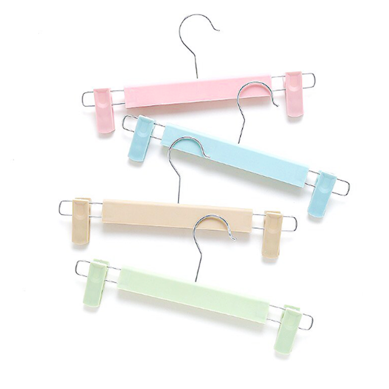 Aesthetic Pants & Skirt Hangers with 2 Non-Slip Clips, Home Multi-Layer Round Hook Metal-Plastic Indoor Colored Hangers