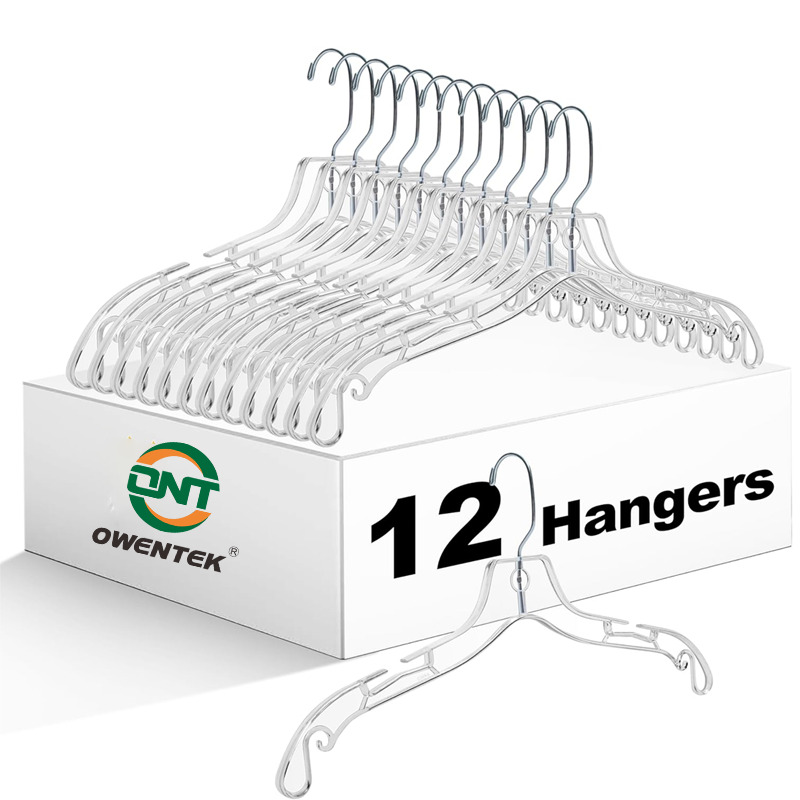 Wholesale Shirt Hangers Transparent Fabric Thick Clear PS Plastic for Clothing Storage