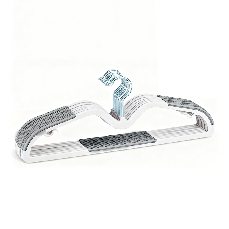 Gray Short Neck Hangers Heavy Duty Plastic with Non Slip Pads Space Saving 360 Swivel Hook Ideal for Coat Dress
