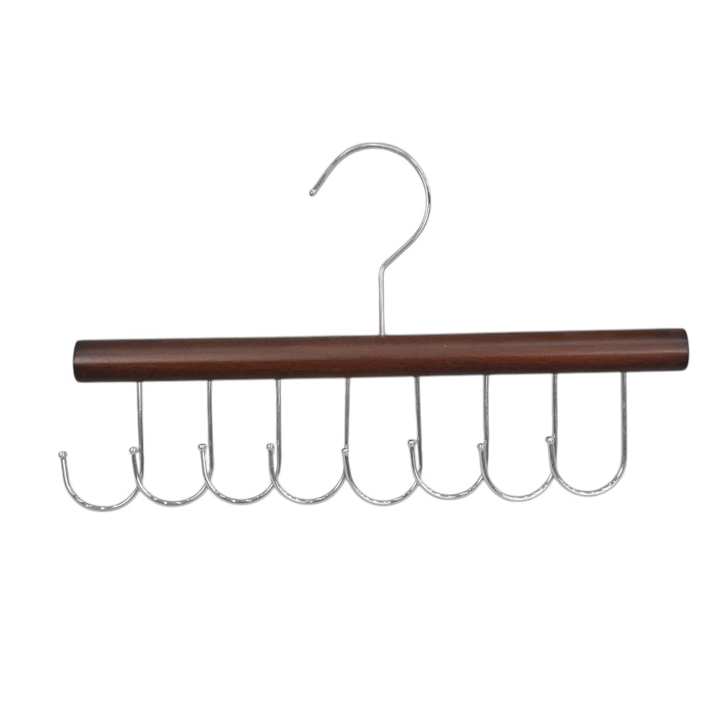 Wooden 8 Hooks Multi-functional Hanger, Closet Organizer for Belt Scarf Bag Tie, Space Saving Wardrobe Storage Rack